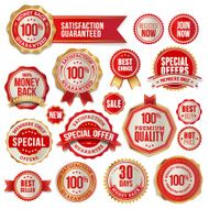 Set of badges and stickers for sale