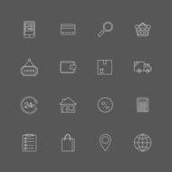Contour internet shopping icons set