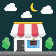 Shop building at night time