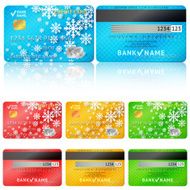 Set of realistic credit card two sides Vector illustration