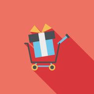 shopping cart flat icon with long shadow N53