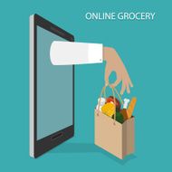 Online Grocery Ordering Delivery Vector Concept