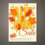 Autumn Sale flyer design with colorful leaves