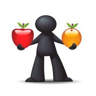 Man Compares Fruit