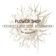 shop emblem over sunflower sketch