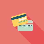credit card flat icon with long shadow N24