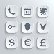 Finance icons set - vector white app buttons N2