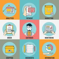 Set of flat concept icons for web and mobile services