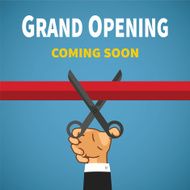 Jpening event vector concept with red ribbon hand and scissors N2