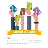 hand with credit card - vector illustration