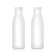 Vector Set of Blank White Bottles for Milk or Yogurt