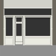 Shopfront with Black Windows Light Store Facade Vector N4