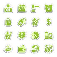 Commerce icons Green sticker