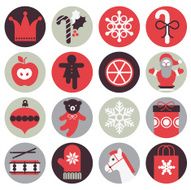 Icon set with silhouette of Christmas int