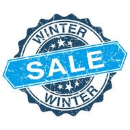 Winter sale grungy stamp isolated on white background