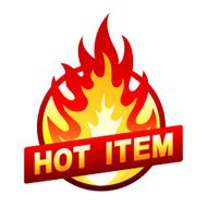 Isolated on white item sale sticker badge with flame