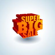 Red 3D vector text of sale discount price offer N57
