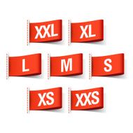 Clothing tags with sizes