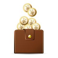 Wallet with Yen coins