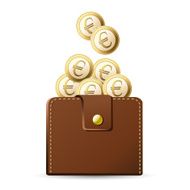 Wallet with euro coins