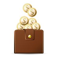 Wallet with Dollar coins