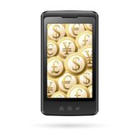 Smart phone with coins for electronic payment