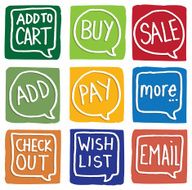 Shopping and retail icons block icon set