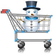 Snowman in Shopping Cart