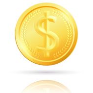Isolated gold dollar coin