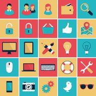 Web and application flat icons set