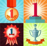 vector Flat Design Winner Awards and Trophy