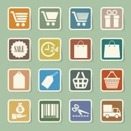 Shopping sticker icons set