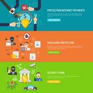 Bank security horizontal banners set