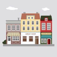 Set of cute colorful stores houses urban vector illustration N2