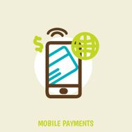 modern smartphone with processing of mobile payments from credit card
