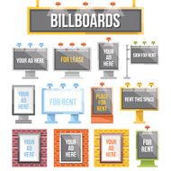 Trendy flat billboards outdoor advertising set