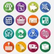 Internet Shopping and Delivery Flat Icon Set N3