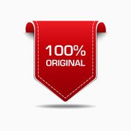 100 Percent Original Red Label Icon Vector Design