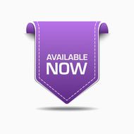 Available Now Purple Label Icon Vector Design N2
