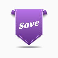 Save Purple Label Icon Vector Design