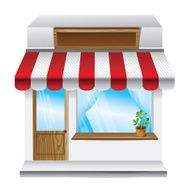 vector store with stripe awning