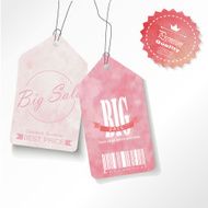 Sale label advertising design with pink watercolor summer on mid N3