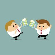 Vector of Businessman drinking beer with his Colleague concept party N2