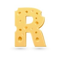 Cheese R letter Symbol isolated on white