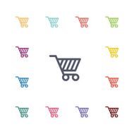 shopping cart flat icons set N5