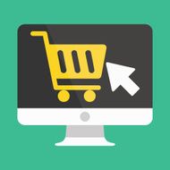 Vector Computer Display Buy Online Icon Ecommerce Concept N2