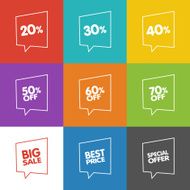 Line Discount Labels Vector Sale Speech Bubbles