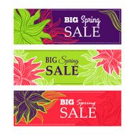 Spring sale banners with nature lace flowers N2