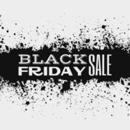 Black friday announcement on ink splatter