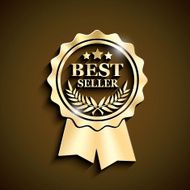 gold best seller icon with long shadow